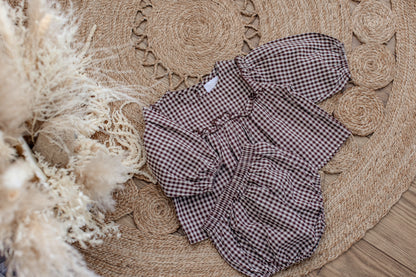 Baby girl checked blouse and bloomer set