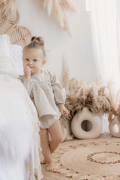 Baby girl checked blouse and bloomer set